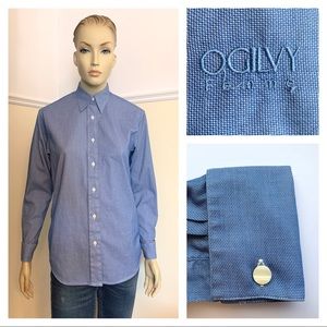 OGILVY French cuffs blue cotton shirt 4